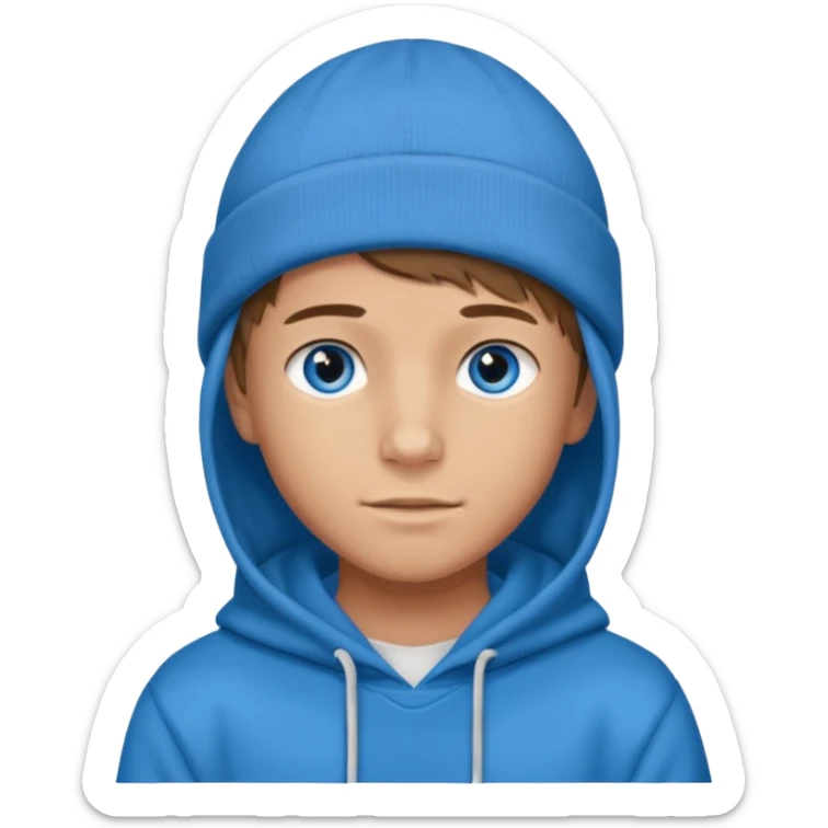 handsome and young teen pinterest boy good at fashion. popular among 'that brat girl', wearing hoodieand beanie with blue eye   sticker