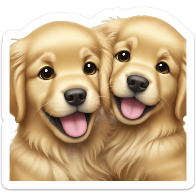 Puppy golden retriever playing with a puppy golden retriever sticker