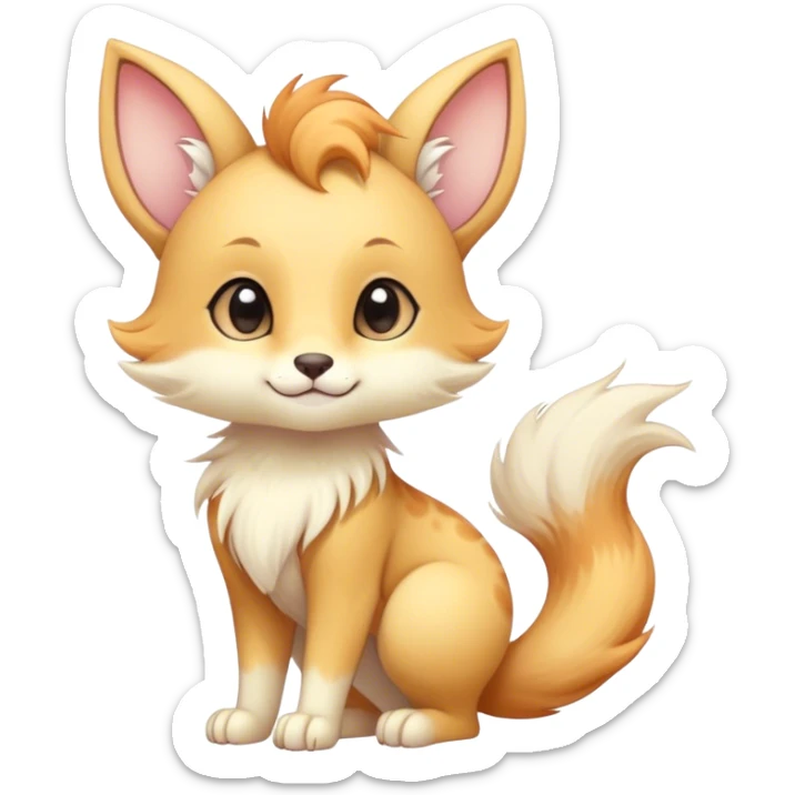 Kawaii bright fantasy ethereal anthro fursona animal with a tufted tail and round ears sticker