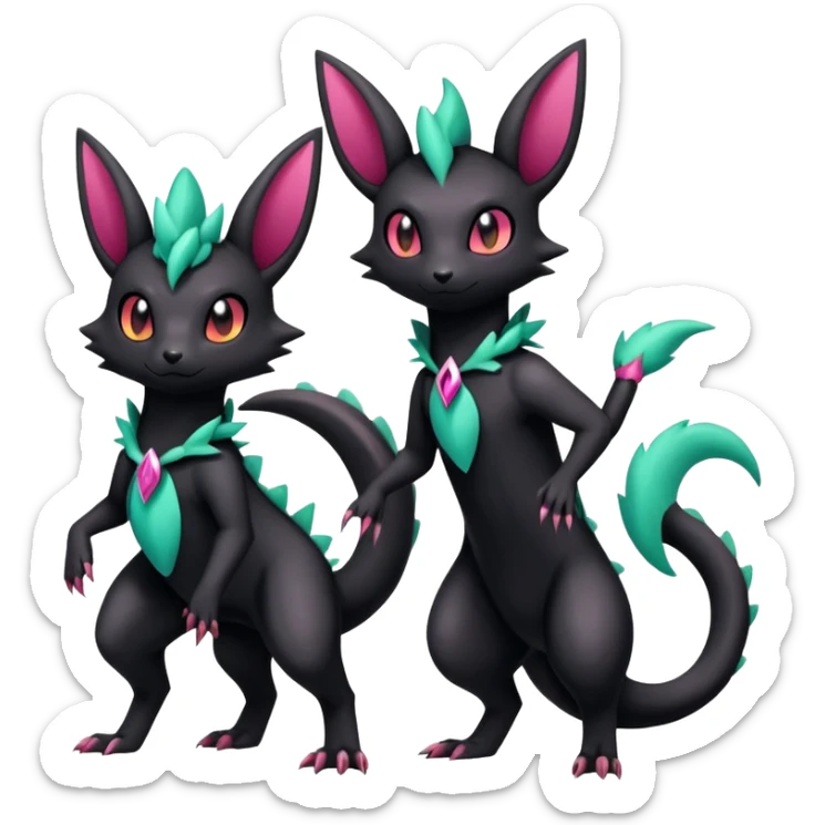 Shiny Dark Edgy Gothic Gloomy Futuristic Salandit-Umbreon-Shaymin-Delcatty-Hybrid (Full body) sticker
