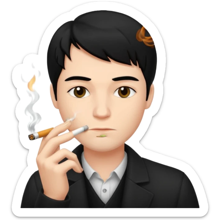 Has una persona fumando, Que tenga pelo negro  y sea hombre  sticker