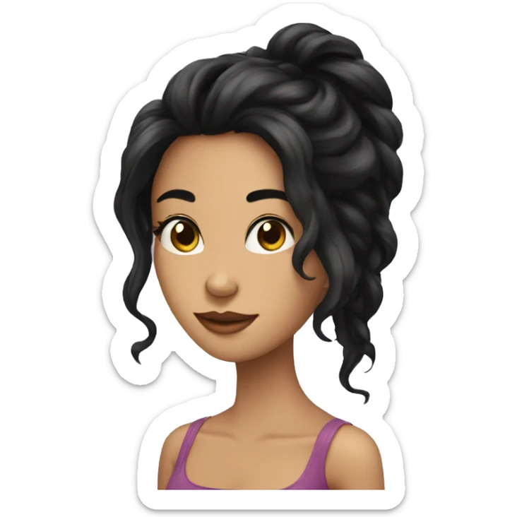 Beautiful woman with long black hair and ayes big and black sticker