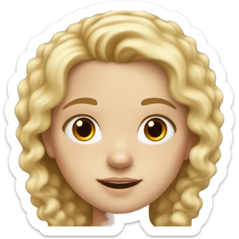 little blonde girl with long, slightly curly hair and white skin with a few freckles on her cheeks sticker