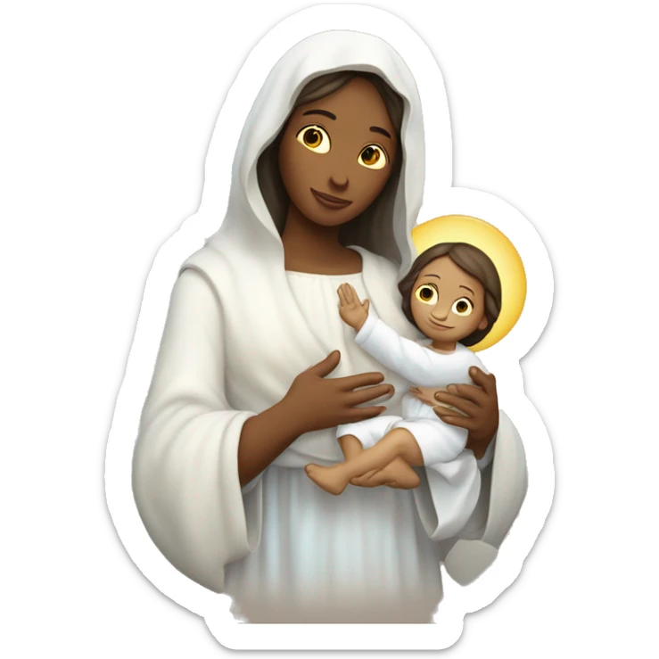 Maria mother of Jesus with Jesus in hands white skin sticker