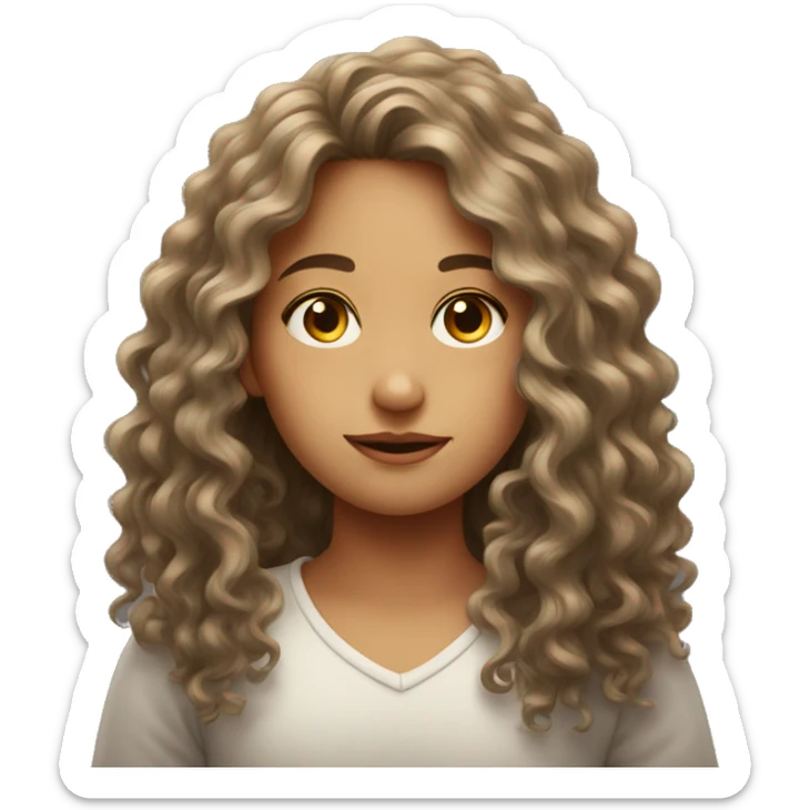 portrait of a girl gazing with long curly hair sticker