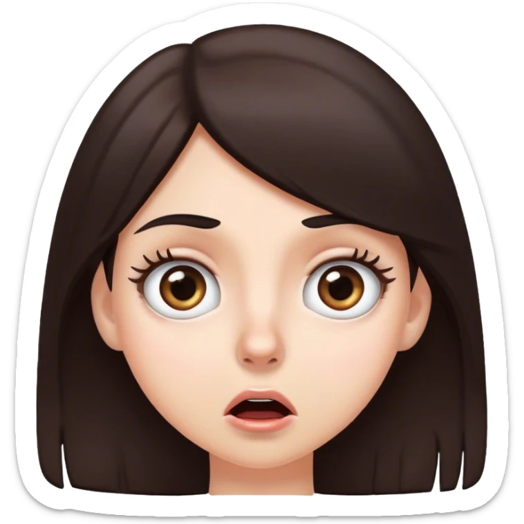 shocked girl with dark brown hair and eyes white girl sticker