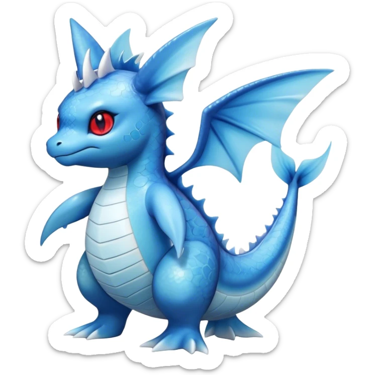 Edgy cool Lapras-Vaporeon-Pokémon-hybrid full body, four legs, red eyes,  sticker