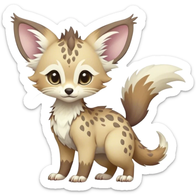 Feral Rare Fantasy cute pastel Vernid-Trico-species by LiLaiRa, random markings, tufted tail, tufted ears, full body sticker