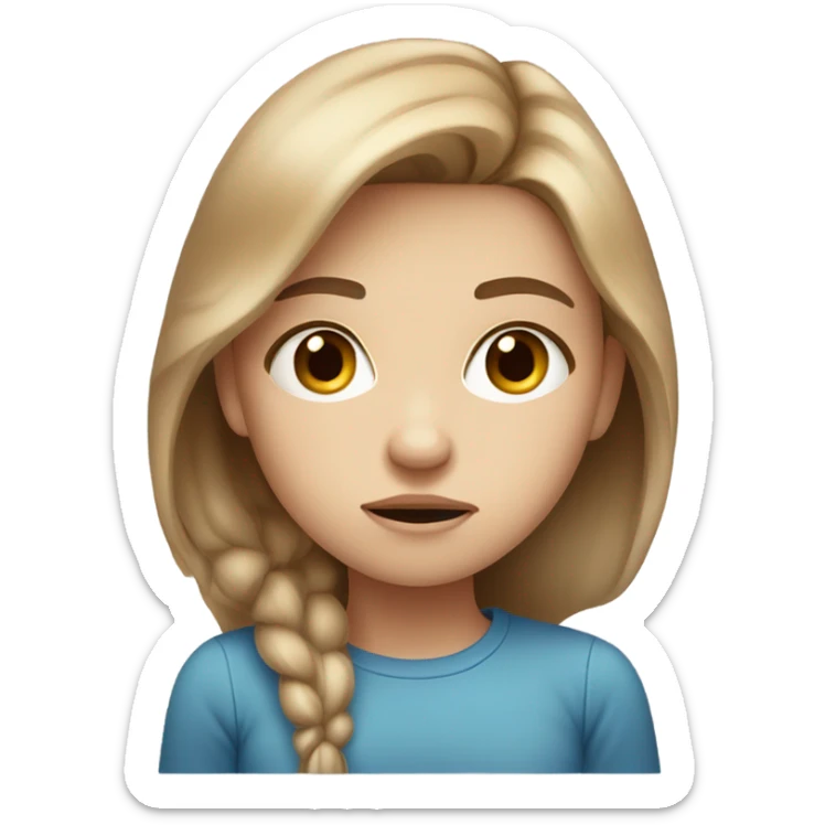 beautiful sad girl fair skin blue eyes light brown hair sticker