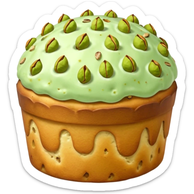 pistacchio panettone con glassa al pistacchio con la carta da panettone intorno in basso sticker