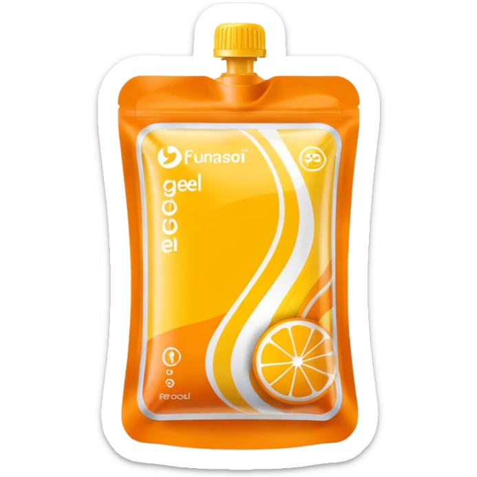 sports energy gel pouch, yellow and orange pouch, energetic, no text sticker