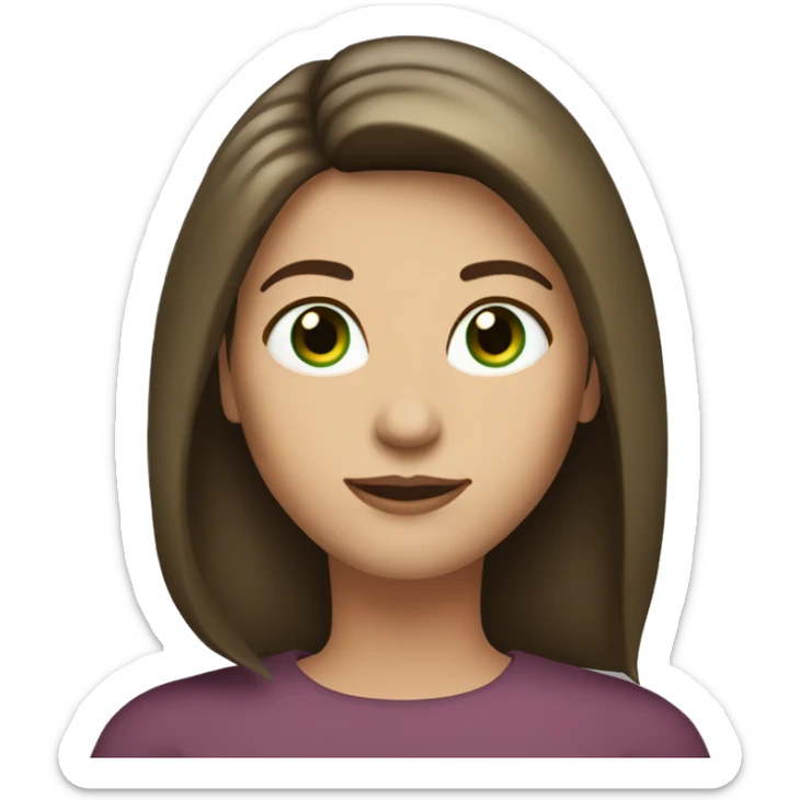 pretty 40 year old woman with grass green eyes and shoulder length straight brown hair crown sticker