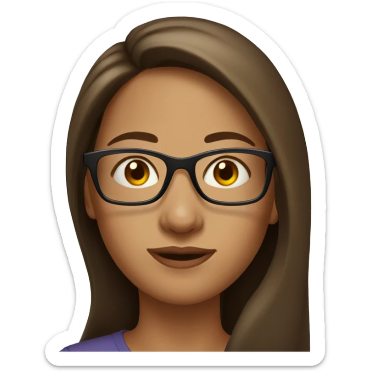 Woman with glasses and long brown hair, head shot sticker