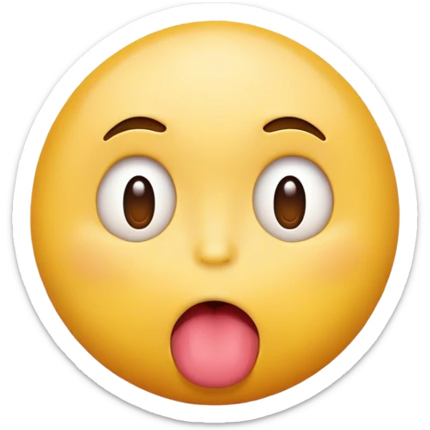 Round yellow emoji face with a bored expression, downturned mouth and tongue poking out sticker