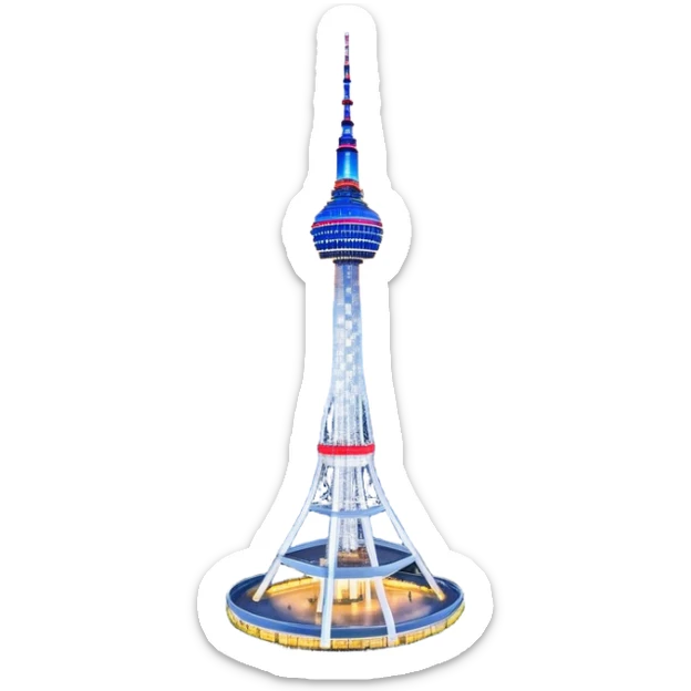 N Seoul Tower Landmark Emoji – Showing the tower atop Namsan Mountain with city lights in the background. sticker