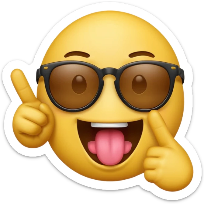 Fassa um emoji simples aquele da carinha amarelo de óculos escuro dando uma língua bem ofensiva e mostrando o dedo do meio da mesma forma sticker