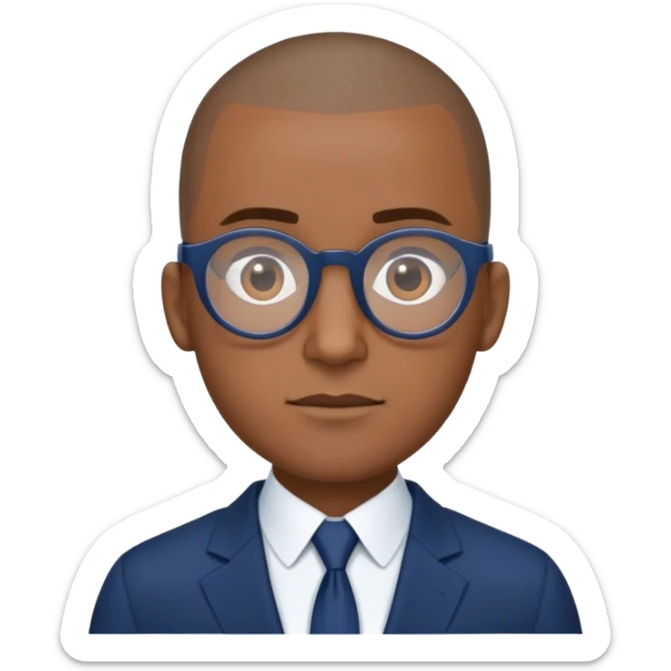 Buzz cut Puerto Rican male with oval head glasses and dark blue business suit  sticker