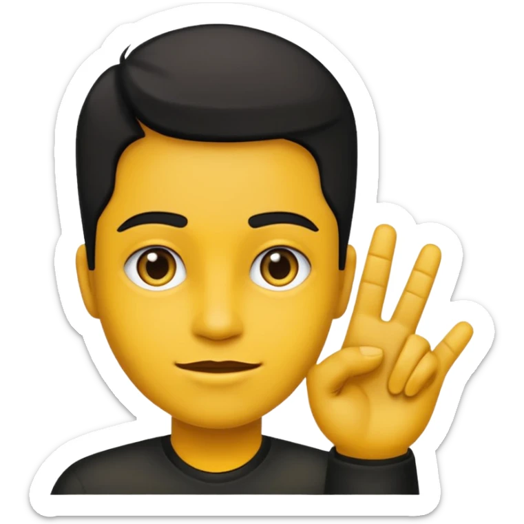 Emojic desatasco mesías en amarillo y negro mano arriba sticker