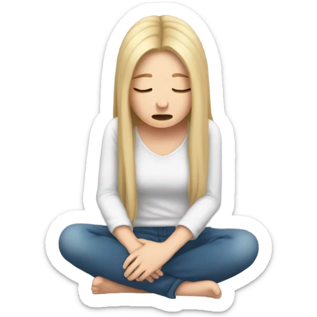  White girl ashamed of herself of hiding face in hands sticker