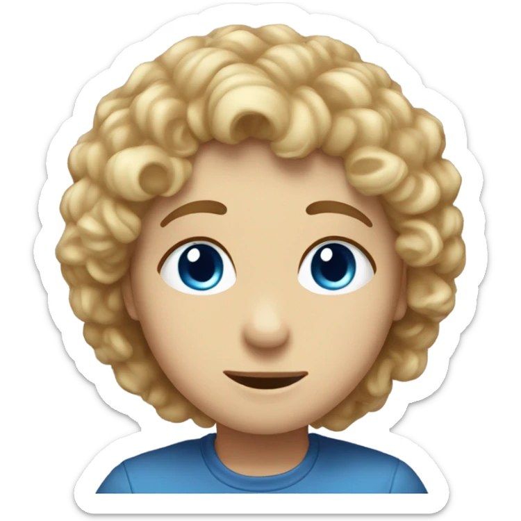 Boy with brown curly hair and blue eyes kissing blond girl  sticker