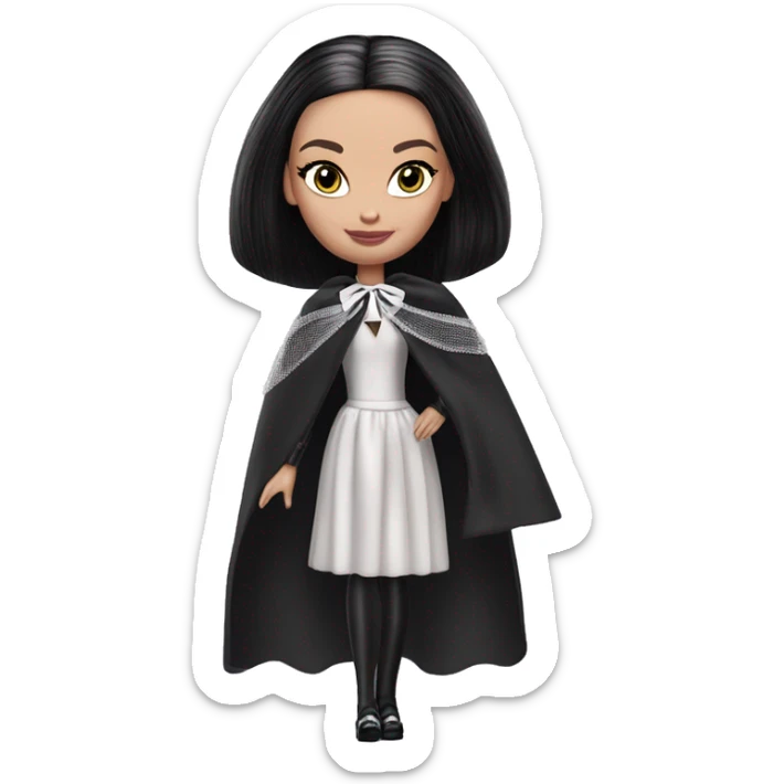 Prima Ballerina Barbie, Wednesday Addams, cape,veil,showing off, show full body,accessories coat gloves  sticker