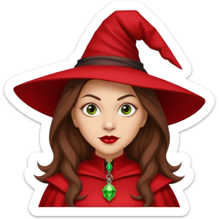 Wicked Witch of the East from The Wizard of Oz with light skin, long brown hair, red outfit sticker