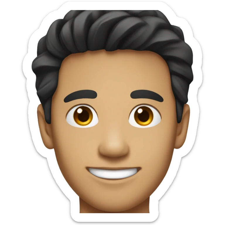young man with slightly darker skin color (asian), black hair, smiling sticker