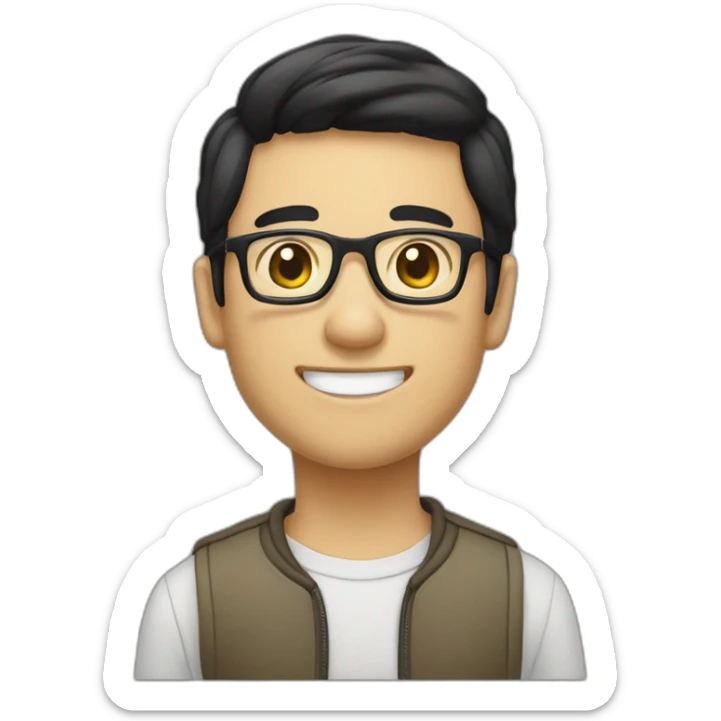 man-glasses-shortblackhair-kind-Chinese-smalleyes-smile sticker