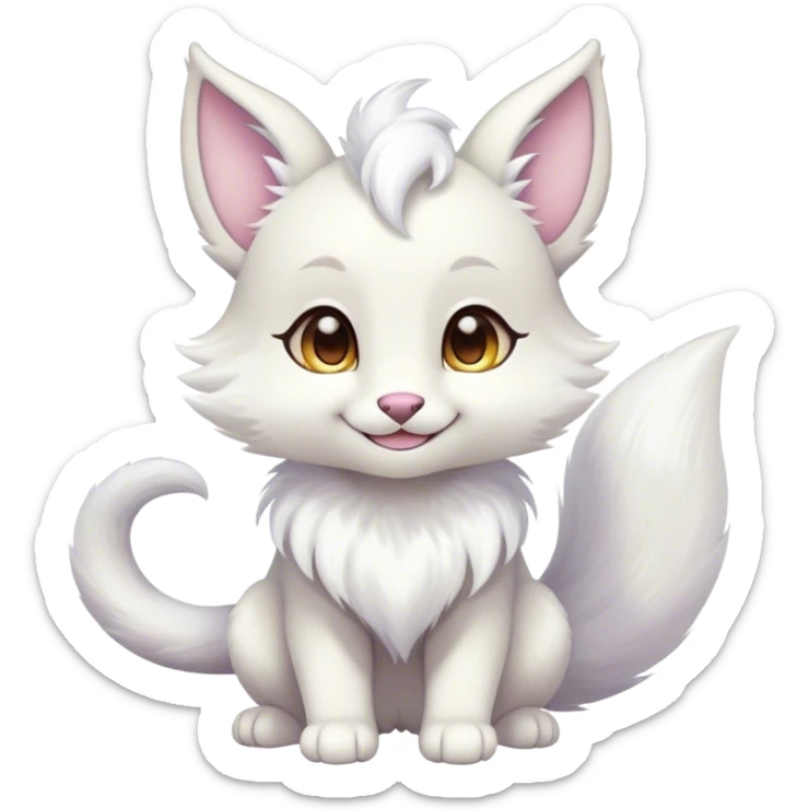 Kawaii bright fantasy ethereal anthro fursona animal with a tufted tail and round ears sticker