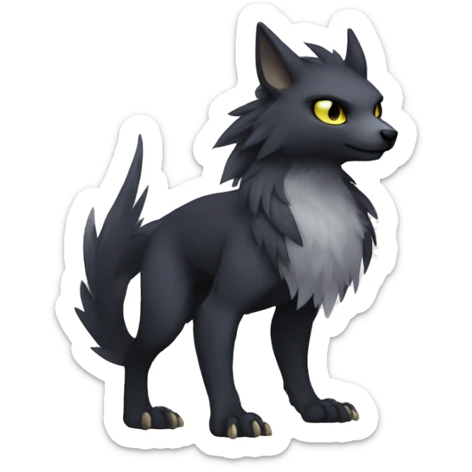 Cute cool edgy fantasy dark-themed animal hybrid Fakemon full body sticker