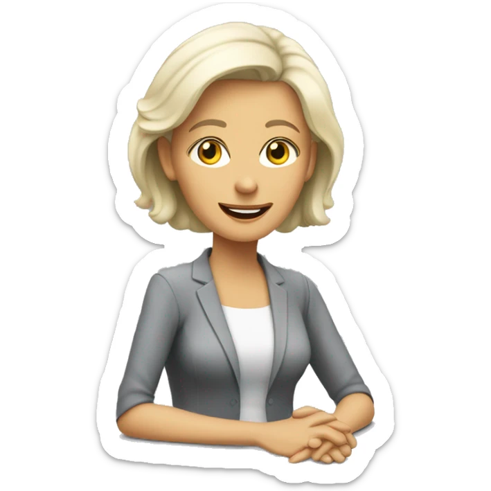 2 women, an older woman grey hair and a younger woman blonde hair sitting talking job interview semi casual sticker