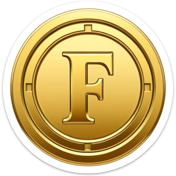 Currency crypto money symbol for the money "Fcoins" big letter F, casino coin colored

Dont make an E sticker