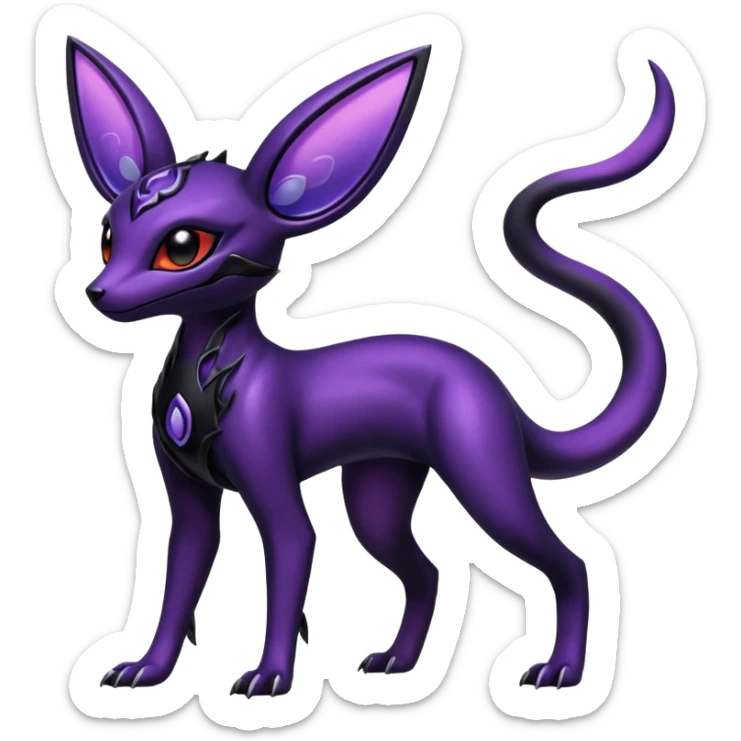 Shiny Dark Edgy Gothic Gloomy Futuristic Salandit-Umbreon-Espeon-Hybrid (Full body) sticker