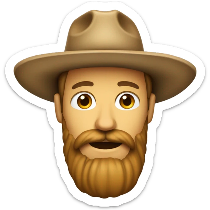 Crea un emoji de cara de un hombre con barba y sombrero rancho  sticker