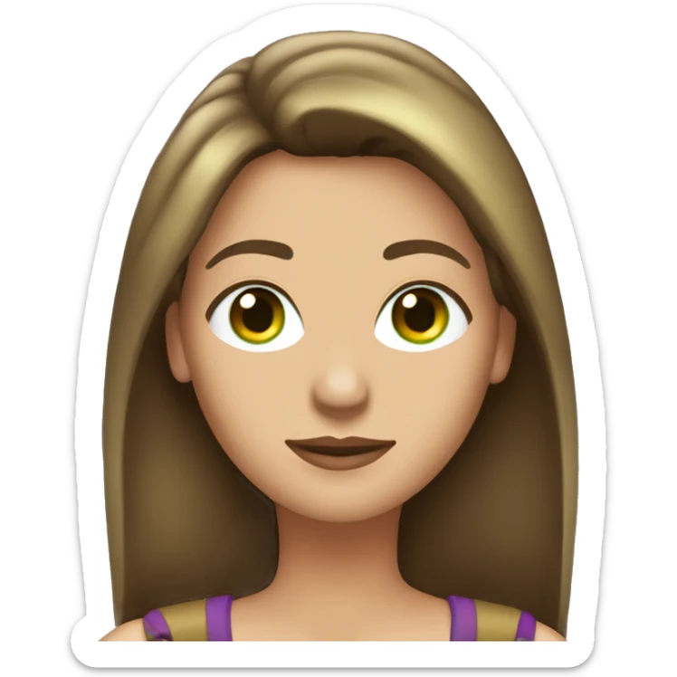 pretty 40 year old woman with grass green eyes and shoulder length straight brown hair wearing a crown sticker