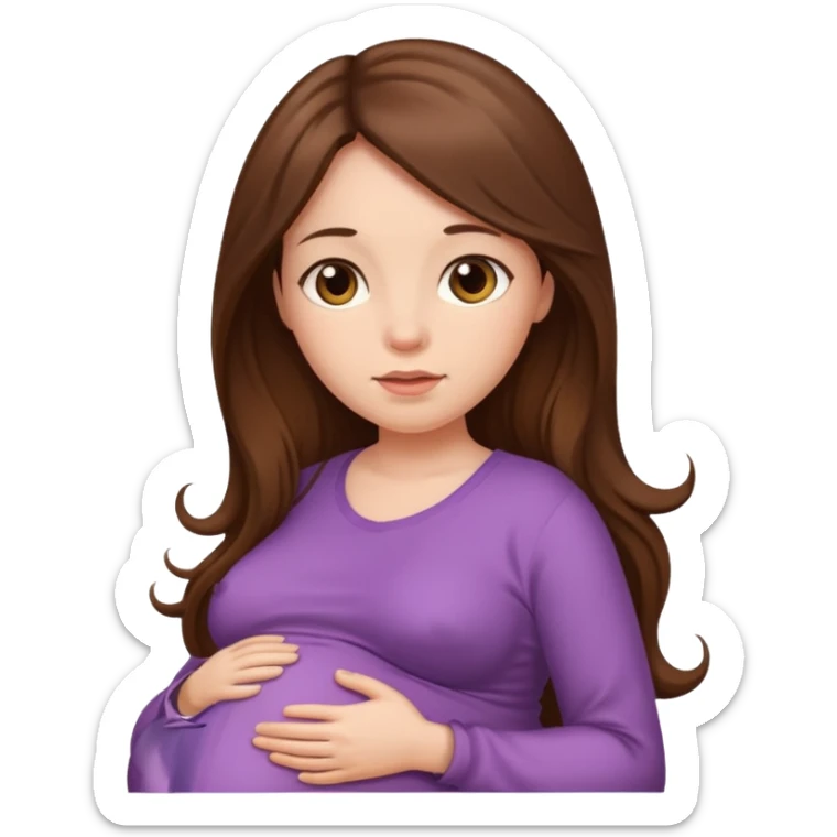 A pregnant woman with long brown hair and fair skin   sticker