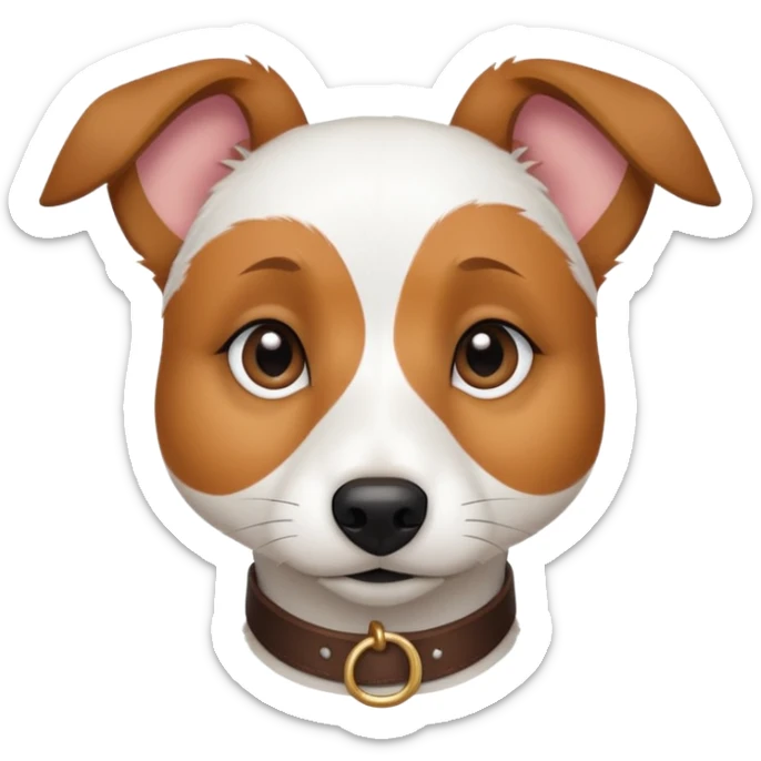 a fully white jack russell the size of a kelpie with light brown ears and a light brown patch on one eye sticker