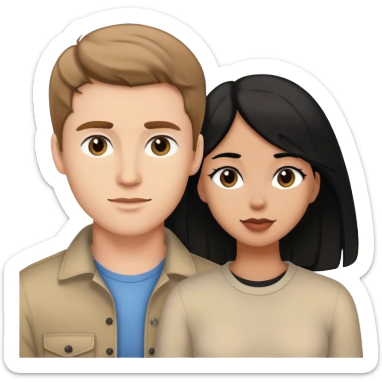 Caucasian boyfriend with light brown hair and girlfriend with black hair sticker