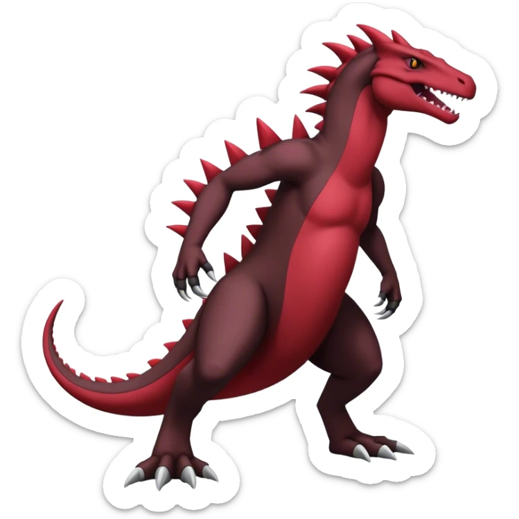 Badass cool black and red salazzle-tyranitar-hybrid, full body sticker