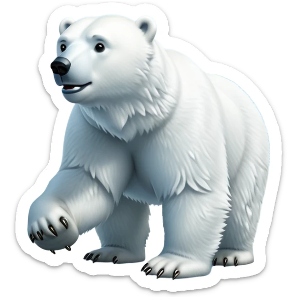 cinematic-polar-bear-realistic-full-body-standing-emoji,-massive-snowy-white-frame-lumbering-across-the-icy-tundra,-powerful-paws-pressing-into-the-frozen-ground,-head-tilted-dramatically,-thick-fur-dusted-with-ice-crystals,-simplified-yet-realistic-focused-features,-highly-detailed,-glowing-with-an-almost-sarcastic-glow

 sticker