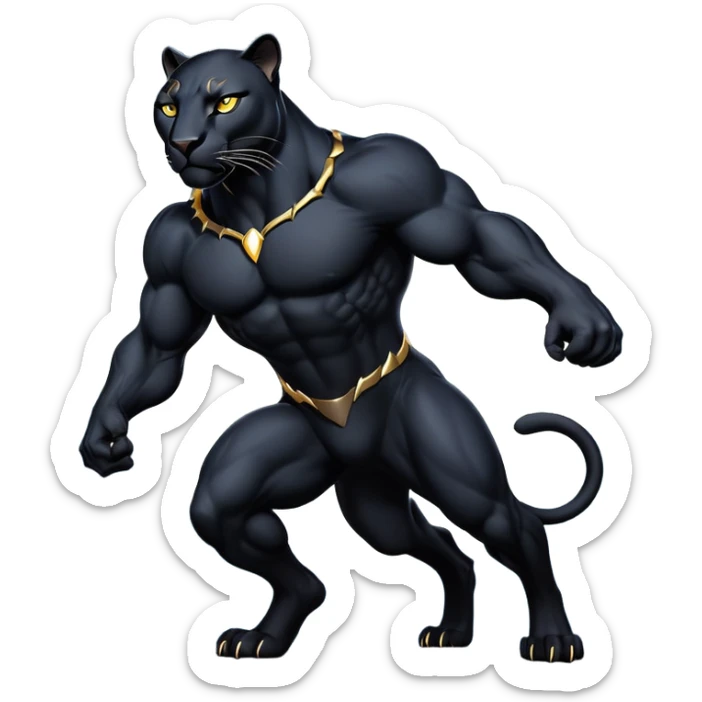 cinematic-panther-realistic-full-body-stalking-emoji,-sleek-midnight-black-coat-glowing-under-moonlight,-muscular-frame-moving-with-silent-power,-head-tilted-dramatically,-piercing-golden-eyes-filled-with-mystery,-simplified-yet-realistic-focused-features,-highly-detailed,-glowing-with-an-almost-sarcastic-glow sticker