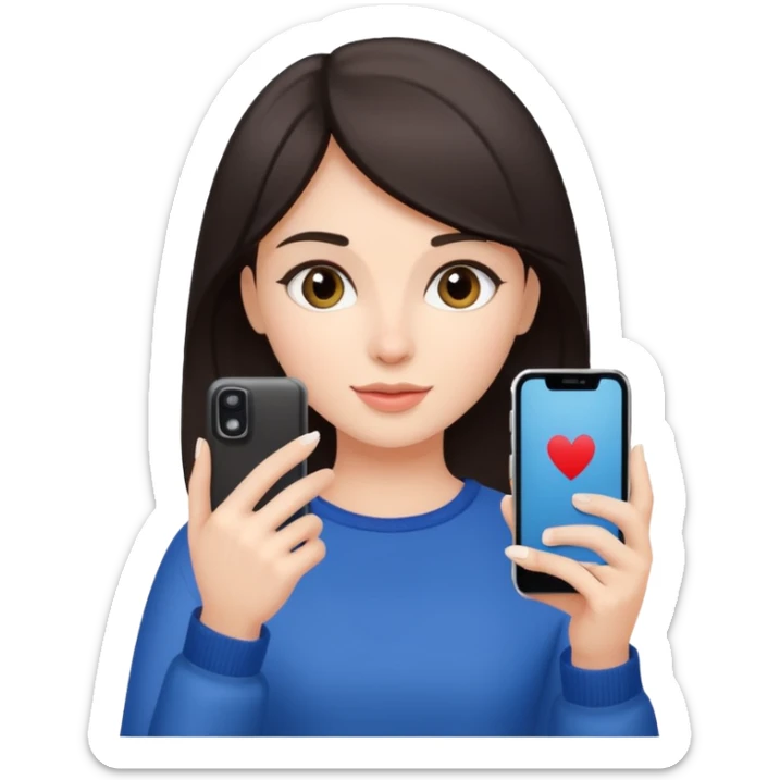 quiero crear una chica con una movil como si estuviese grabando cosas como si estuviese grabando vlog con el pelo oscuro  sticker