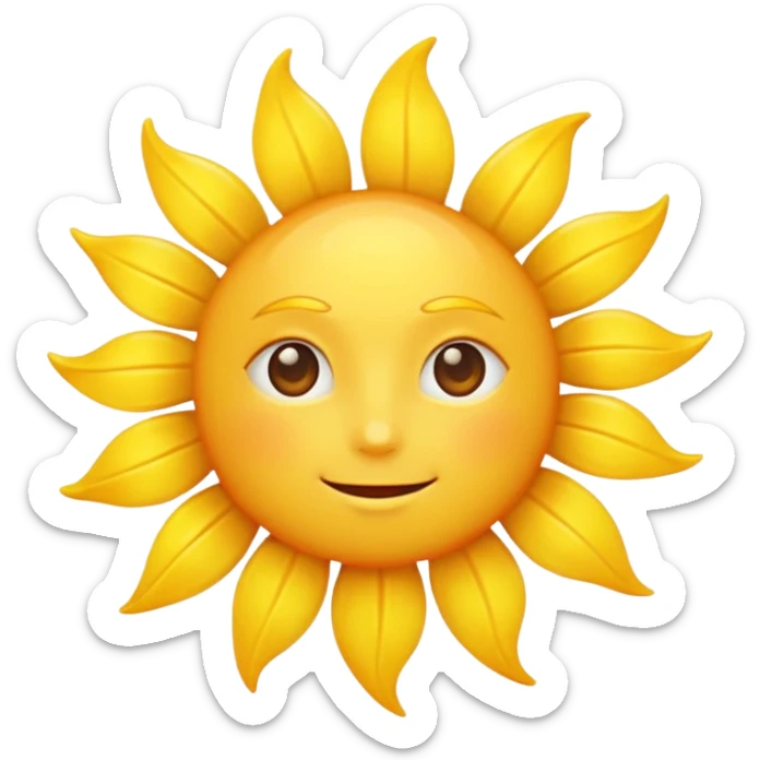 no facial features (no eyes, no mouth, no nose),a yellow sun, bright and shining sticker
