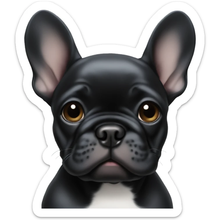Solid black Frenchie puppy sticker
