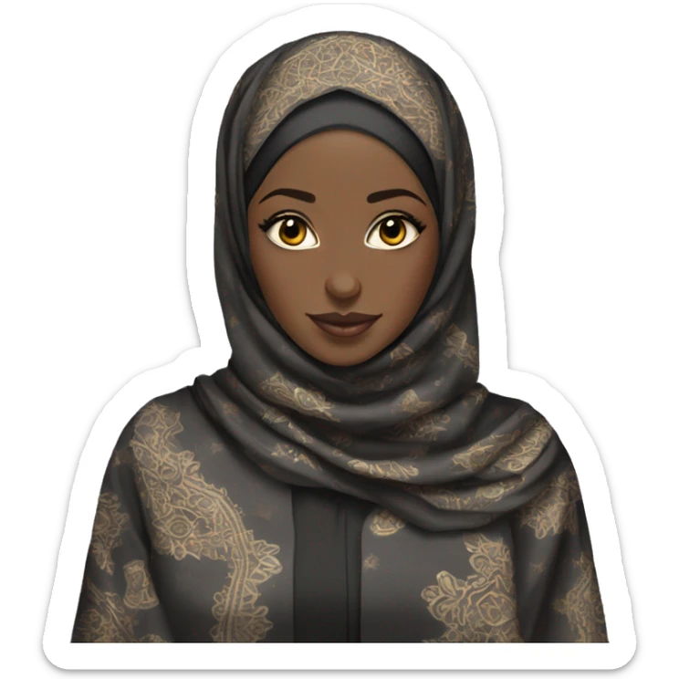 Ultra-detailed African hijabi in beautiful abaya sticker