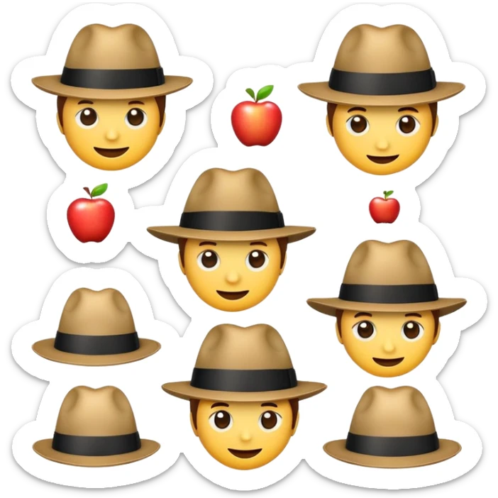 A fedora emoji in the style of Apple emojis, with a playful and cute design. sticker