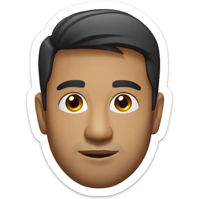 A head and shoulders shot of a 35 year old South Asian man, with short black hair,   with brown eyes wearing a t-shirt. sticker