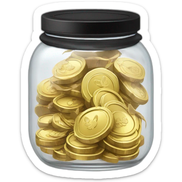 a clear jar with black lid black :jar: with cash inside of it:money_with_wings: :gold_coins: sticker