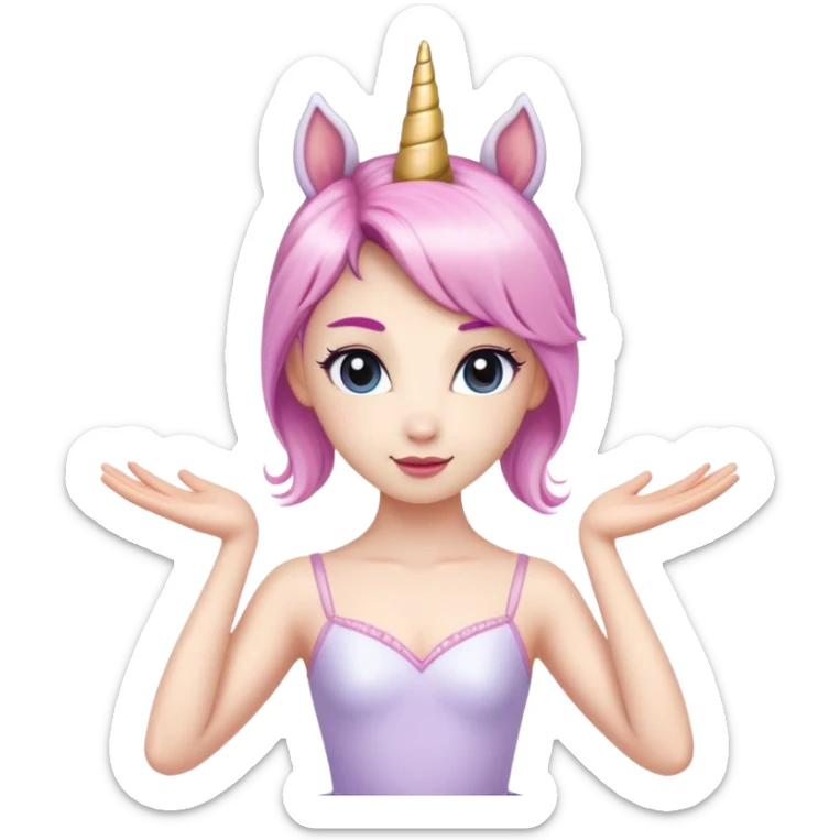 anthropomorphised female unicorn ballerina, head and shoulders, straight on, standard pose sticker