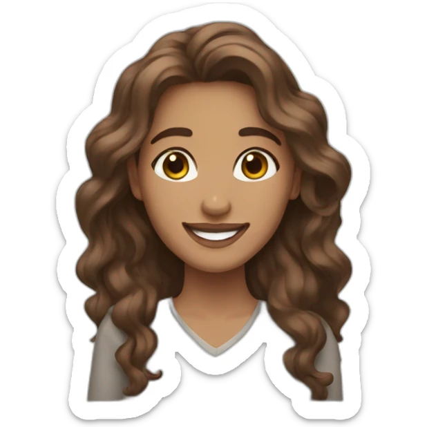 Very proud happy woman. Brown eyes and long wavy hair.  sticker